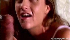 Natural swinger wife enjoys rough group sex