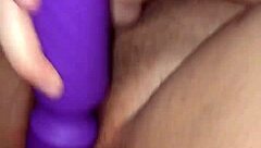 getting off by playing with my natural tits and stroking this big cock