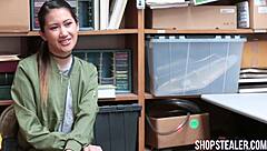 Little skinny criminal teen 18+ sucks cock in roleplay blowjob. She bends over for hardcore group banging with pornstar intensity.