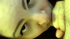 girl passionately sucks daddy's cock with gagging and spitting