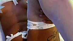 Butt plugged petite cutie Cali Caliente rides in cowgirl and missionary for hard cum in quickie POV