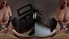 redhead explores her own element in dark room vr