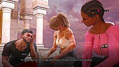 in the seven realms, atlas interacts with leyala, kali, and naya in a visual novel adventure
