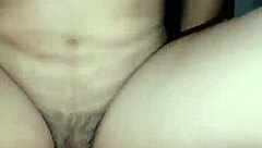 my esposa shows off shaved pussy and big tits for cumshot