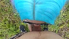 A student performs a blowjob in a public park