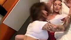 Lesbians with famous people in college uniforms.