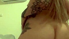 Sexy blonde Alina Modelista masturbates with big ass and tattoos 😍