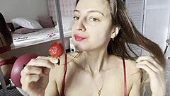 melena maria rya lookin so hot in red lingerie, damn!