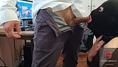 i feed my submissive latina with abundant semen from big cock in domination scene close up