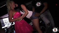 latina babe gets fucked by big cock in outdoor english public sexparty with cumshot