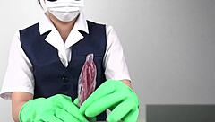 Asian Japanese Babe Gives Sensual Handjob Wearing Tight Latex Gloves for Fetish Fun