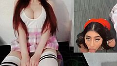 Big tits bouncing while being fucked on a chair