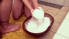 Asian japanese woman in soap land 7 session with marin getting shaved and hairless pussy exposed in raw action