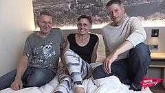 skinny corner girl taken by tattooed rockers for rough play