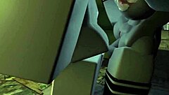 Kyller gets busy sucking in a dark alley in this 3D cartoon scene.