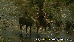 yo, let’s bang outside with this cute brunette’s big boobs!