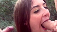 Teen sucks and rides two dicks!