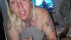 blanquita gets a huge load on her face in the garage