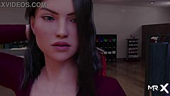 fashion business sells dresses while naked in 3d anime