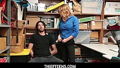 Hot milf Krissy Lynn overpowers young thief in steamy clash