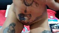 latina tattooed girl dances and masturbates for abdiel