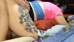 A young couple enjoys a pleasant moment together.