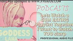 In this kinky podcast, we explore a cum eating playlist and watch slurping scenes together
