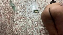 sexy ebony girl shakes her big ass in the shower