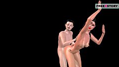 in this cartoon, a japanese guy pounds an indian bhabhi doggy style