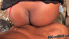 Sexy ebony girlfriend fucked by big cock at bbq party