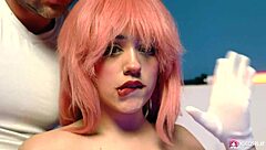 hot anime girl in cosplay sucks and rides a big cock