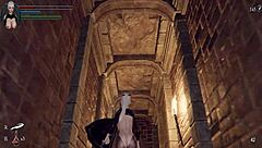 Let's play knight girl and dungeons with that shaved pussy, part 1