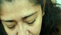 Latina Wife Gives Close-Up Blowjob Before Riding Her Husband