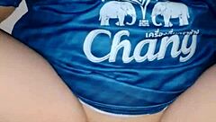 asian milf with big tits gets creampied in thai homemade amateur setting, bursting with passion.