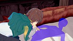 konosuba yaoi kazuma gets blowjob with cum in mouth