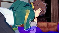konosuba yaoi kazuma gets blowjob with cum in mouth