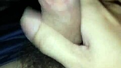 Gay man jerks off his hard dick at night.