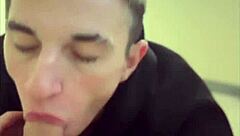 I saw this guy jerking off, so I joined in to suck him off real good.