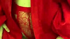 Brunette Teen in Red Lingerie Teases and Touches Herself