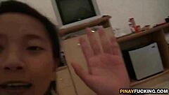 Two amateur asian girlfriends swap cum after a wild threesome with friends