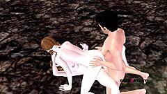 Teen threesome sex in 3d animated porn