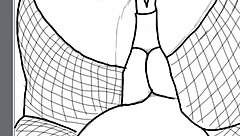 Drawing a black big booty in doggy style position