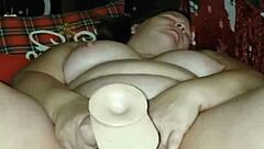 Milf using two huge dildos for fun