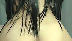 Long-haired cowgirl teen with big ass rides hard. Her moans echo as creampie drips down.