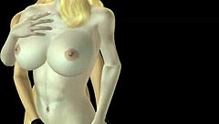 These lesbian girls rub pussies and fuck from behind in 3D.