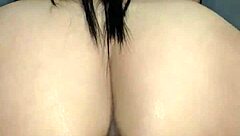 Long-haired cowgirl teen with big ass rides hard. Her moans echo as creampie drips down.