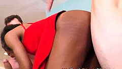 Yo, watch this black babe get slammed in a threeway!
