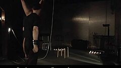 Ballgagged bondage damsel in leather punishment under excessive fuck