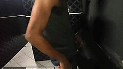 A couple enjoys private time in the club's small bathroom.