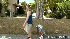 Two fellows engage in homosexual encounters.